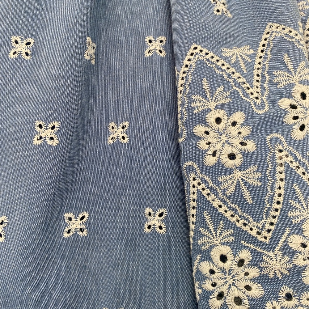 Tuckernuck Crawford Chambray Blue Dress with White Embroidery - Picture 3 of 4